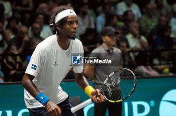 2023-09-17 - Elias Ymer during the Italy vs Sweden - Finals group A match Lorenzo Sonego (ITA) vs Elias Ymer (SWE) at Unipol Arena - sport, tennis - September 17, 2023, Bologna, Italy - photo. c.b. - 2023 DAVIS CUP - ITALY VS SWEDEN - INTERNATIONALS - TENNIS