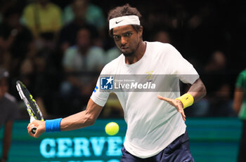 2023-09-17 - Elias Ymer during the Italy vs Sweden - Finals group A match Lorenzo Sonego (ITA) vs Elias Ymer (SWE) at Unipol Arena - sport, tennis - September 17, 2023, Bologna, Italy - photo. c.b. - 2023 DAVIS CUP - ITALY VS SWEDEN - INTERNATIONALS - TENNIS