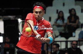 2023-09-16 - Alejandro Tabilo during the group A match of the Davis tennis cup final Canada vs Chile at Unipol arena, Bologna, Italy, September 16, 2023 - photo c.b. - 2023 DAVIS CUP - CANADA VS CHILE - INTERNATIONALS - TENNIS