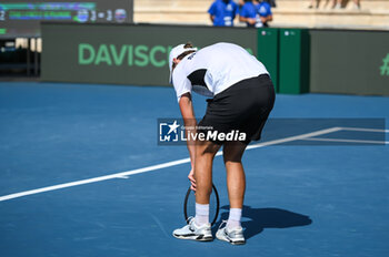 2023-09-16 - Lukas Klein of Slovakia after his injury during day one of the Davis Cup World Group I, 1st Round game between Greece and Slovakia at Panathenaic Stadium on September 16, 2023, in Athens, Greece. - WORLD GROUP I 1ST ROUND GREECE-SLOVAKIA MATCH 2 STEFANOS TSITSIPAS VS LUKAS KLEIN - INTERNATIONALS - TENNIS