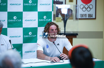 2023-09-16 - Stefanos Tsitsipas of Greece at the press conference after day one of the Davis Cup World Group I, 1st round game between Greece and Slovakia at Panathenaic Stadium on September 16, 2023, in Athens, Greece. - WORLD GROUP I 1ST ROUND GREECE-SLOVAKIA MATCH 2 STEFANOS TSITSIPAS VS LUKAS KLEIN - INTERNATIONALS - TENNIS