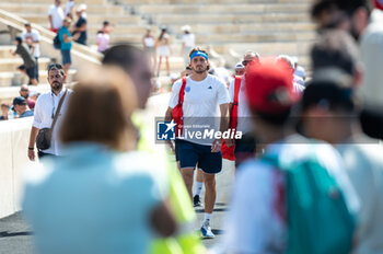 2023-09-16 - Stefanos Tsitsipas of Greece before his singles match against Lukas Klein of Slovakia during day one of the Davis Cup World Group I, 1st round game between Greece and Slovakia at Panathenaic Stadium on September 16, 2023, in Athens, Greece. - WORLD GROUP I 1ST ROUND GREECE-SLOVAKIA MATCH 2 STEFANOS TSITSIPAS VS LUKAS KLEIN - INTERNATIONALS - TENNIS