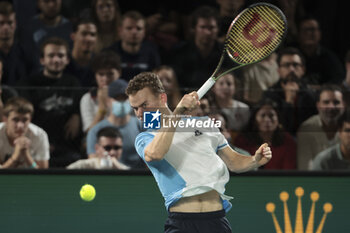 2023-10-30 - Luca Van Assche of France during day 1 of the Rolex Paris Masters 2023, ATP Masters 1000 tennis tournament on October 30, 2023 at Accor Arena in Paris, France - TENNIS - ATP - ROLEX PARIS MASTERS 2023 - INTERNATIONALS - TENNIS
