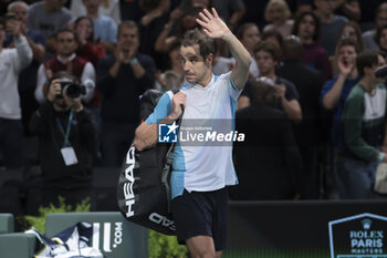 2023-10-31 - Richard Gasquet of France salutes the fans after his first round defeat during day 1 of the Rolex Paris Masters 2023, ATP Masters 1000 tennis tournament on October 30, 2023 at Accor Arena in Paris, France - TENNIS - ATP - ROLEX PARIS MASTERS 2023 - INTERNATIONALS - TENNIS