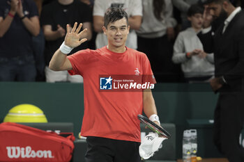 2023-10-31 - Mackenzie McDonald of USA celebrates his victory against J.J. Wolf of USA during day 2 of the Rolex Paris Masters 2023, ATP Masters 1000 tennis tournament on October 31, 2023 at Accor Arena in Paris, France - TENNIS - ATP - ROLEX PARIS MASTERS 2023 - INTERNATIONALS - TENNIS