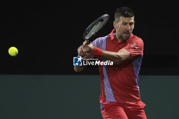 2023-10-31 - Novak Djokovic of Serbia playing doubles during day 2 of the Rolex Paris Masters 2023, ATP Masters 1000 tennis tournament on October 31, 2023 at Accor Arena in Paris, France - TENNIS - ATP - ROLEX PARIS MASTERS 2023 - INTERNATIONALS - TENNIS