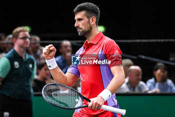 2023-11-01 - Novak DJOKOVIC of Serbia celebrates his point during the third day of the Rolex Paris Masters 2023, ATP Masters 1000 tennis tournament on November 01, 2023 at Accor Arena in Paris, France - TENNIS - ATP - ROLEX PARIS MASTERS 2023 - INTERNATIONALS - TENNIS