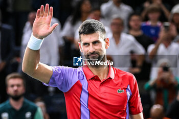 2023-11-01 - Novak DJOKOVIC of Serbia celebrates his victory during the third day of the Rolex Paris Masters 2023, ATP Masters 1000 tennis tournament on November 01, 2023 at Accor Arena in Paris, France - TENNIS - ATP - ROLEX PARIS MASTERS 2023 - INTERNATIONALS - TENNIS