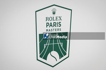 2023-11-01 - Illustration of the official logo during the third day of the Rolex Paris Masters 2023, ATP Masters 1000 tennis tournament on November 01, 2023 at Accor Arena in Paris, France - TENNIS - ATP - ROLEX PARIS MASTERS 2023 - INTERNATIONALS - TENNIS