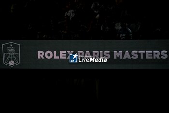 2023-11-01 - Illustration of the official logo during the third day of the Rolex Paris Masters 2023, ATP Masters 1000 tennis tournament on November 01, 2023 at Accor Arena in Paris, France - TENNIS - ATP - ROLEX PARIS MASTERS 2023 - INTERNATIONALS - TENNIS
