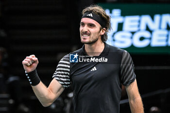 2023-11-02 - Stefanos TSITSIPAS of Greece celebrates his victory during the fourth day of the Rolex Paris Masters 2023, ATP Masters 1000 tennis tournament on November 02, 2023 at Accor Arena in Paris, France - TENNIS - ATP - ROLEX PARIS MASTERS 2023 - INTERNATIONALS - TENNIS