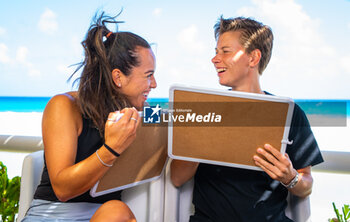 2023-10-28 - Desirae Krawczyk of the United States & Demi Schuurs of the Netherlands during Media Day ahead of the 2023 WTA Finals Cancun, WTA tennis tournament on October 28, 2023 in Cancun, Mexico - TENNIS - WTA FINALS CANCUN 2023 - INTERNATIONALS - TENNIS