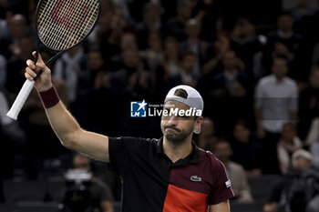 2023-11-03 - Grigor Dimitrov of Bulgaria celebrates his victory during day 5 of the Rolex Paris Masters 2023, ATP Masters 1000 tennis tournament on November 3, 2023 at Accor Arena in Paris, France - TENNIS - ATP - ROLEX PARIS MASTERS 2023 - INTERNATIONALS - TENNIS