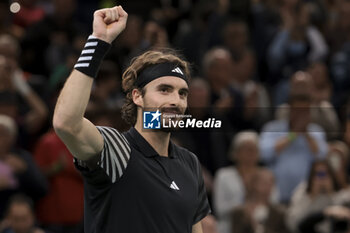 2023-11-03 - Stefanos Tsitsipas of Greece celebrates his victory during day 5 of the Rolex Paris Masters 2023, ATP Masters 1000 tennis tournament on November 3, 2023 at Accor Arena in Paris, France - TENNIS - ATP - ROLEX PARIS MASTERS 2023 - INTERNATIONALS - TENNIS