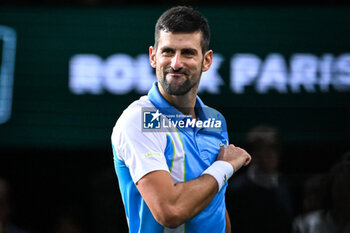 2023-11-04 - Novak DJOKOVIC of Serbia celebrates his victory during the sixth day of the Rolex Paris Masters 2023, ATP Masters 1000 tennis tournament on November 04, 2023 at Accor Arena in Paris, France - TENNIS - ATP - ROLEX PARIS MASTERS 2023 - INTERNATIONALS - TENNIS