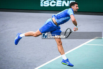 2023-11-04 - Novak DJOKOVIC of Serbia during the sixth day of the Rolex Paris Masters 2023, ATP Masters 1000 tennis tournament on November 04, 2023 at Accor Arena in Paris, France - TENNIS - ATP - ROLEX PARIS MASTERS 2023 - INTERNATIONALS - TENNIS