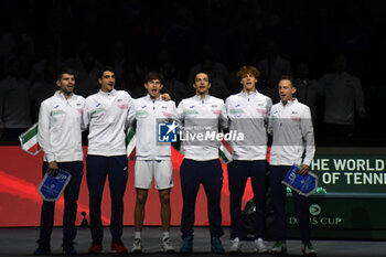 2023-11-23 - Team Italy in action against Netherlands
during the
Finals Davis Cup 2023 match 
Italy vs Netherlands at 
the Palacio Martin Carpena, Spain in Malaga on 
November 23, 2023 - 2023 DAVIS CUP FINALS - INTERNATIONALS - TENNIS