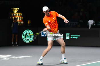 2023-11-23 - Botic van de Zandschulp in action against Italy
during the
Finals Davis Cup 2023 match 
Italy vs Netherlands at 
the Palacio Martin Carpena, Spain in Malaga on 
November 23, 2023 - 2023 DAVIS CUP FINALS - INTERNATIONALS - TENNIS