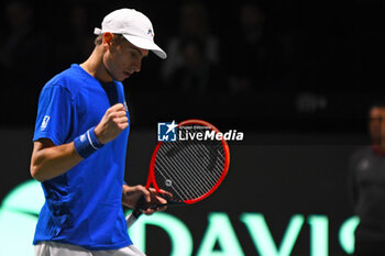 2023-11-23 - Matteo Arnaldi in action against Netherlands
during the
Finals Davis Cup 2023 match 
Italy vs Netherlands at 
the Palacio Martin Carpena, Spain in Malaga on 
November 23, 2023 - 2023 DAVIS CUP FINALS - INTERNATIONALS - TENNIS