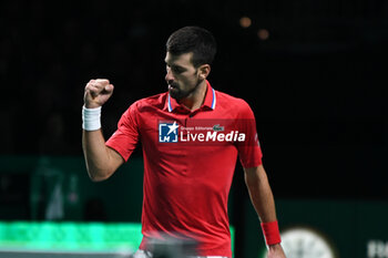 2023-11-23 - Novak Djokovic
during the
Finals Davis Cup 2023 match 
Serbia vs Great Britain at 
the Palacio Martin Carpena, Spain in Malaga on 
November 23, 2023 - 2023 DAVIS CUP FINALS - INTERNATIONALS - TENNIS