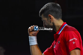 2023-11-25 - Novak Djokovic
during the
Finals Davis Cup 2023 match 
Italy vs Serbia
the Palacio Martin Carpena, Spain in Malaga on 
November 25, 2023 - DAVIS CUP - INTERNATIONALS - TENNIS