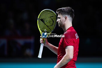 2023-11-23 - Miomir Kecmanovic of Serbia in match 1 during the Davis Cup Finals 2023, Quarter-finals tennis match between Serbia and Great Britain on November 23, 2023 at Martin Carpena Pavilion in Malaga, Spain - TENNIS - DAVIS CUP FINALS 2023 - 1/4 - SERBIA V GREAT BRITAIN - INTERNATIONALS - TENNIS