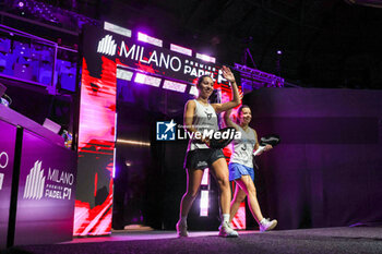 2023-12-06 - (L-R) Goenaga Garcia Carmen (ESP) with Martinez Gomez Lucia (ESP) seen during Milano Premiere Padel P1 at Allianz Cloud Arena, Milan, Italy on December 06, 2023 - MILANO PREMIER PADEL - PADEL - TENNIS