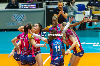 2023-12-06 - Exultation of Players of Vero Volley Milano during CEV Champions League Women 2024 match between Allianz VV Milano and Mulhouse Alsace at Opiquad Arena, Monza, Italy on December 6, 2023 - ALLIANZ VV MILANO VS VOLLEY MULHOUSE ALSACE - CHAMPIONS LEAGUE WOMEN - VOLLEYBALL