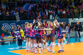 2023-12-06 - Happiness of Players of Vero Volley Milano after scoring a match point during CEV Champions League Women 2024 match between Allianz VV Milano and Mulhouse Alsace at Opiquad Arena, Monza, Italy on December 6, 2023 - ALLIANZ VV MILANO VS VOLLEY MULHOUSE ALSACE - CHAMPIONS LEAGUE WOMEN - VOLLEYBALL