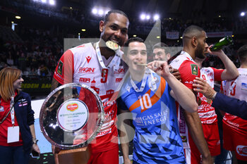 2023-02-26 - Leal Yoandy and Scanferla Leonardo of Gas Sales Bluenergy Piacenza during the Final Del Monte Coppa Italia Superlega - Gas Sales Bluenergy Piacenza vs Itas Trentino on February 26, 2023 at the Palazzo dello Sport in Rome, Italy. - FINAL - GAS SALES BLUENERGY PIACENZA VS ITAS TRENTINO - ITALIAN CUP - VOLLEYBALL