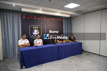 2023-09-13 - Andrea Giani, Benjamin Toniutti, Simone Giannelli and Ferdinando De Giorgi during the Press Conference to present the final phase of the European Men's Volleyball Championship, 13 September 2023, Hotel Mercure Roma West, Rome, Italy - CEV EUROVOLLEY 2023 FINALS PRESS CONFERENCE - CEV EUROVOLLEY MEN - VOLLEYBALL