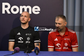 2023-09-13 - Bartosz Kurek and Nikola Grbic during the Press Conference to present the final phase of the European Men's Volleyball Championship, 13 September 2023, Hotel Mercure Roma West, Rome, Italy - CEV EUROVOLLEY 2023 FINALS PRESS CONFERENCE - CEV EUROVOLLEY MEN - VOLLEYBALL