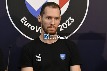 2023-09-13 - Tine Urnaut during the Press Conference to present the final phase of the European Men's Volleyball Championship, 13 September 2023, Hotel Mercure Roma West, Rome, Italy - CEV EUROVOLLEY 2023 FINALS PRESS CONFERENCE - CEV EUROVOLLEY MEN - VOLLEYBALL