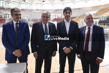 2023-10-10 - Pietro Mele, Luigi Abete, Alessandro Onorato and Roberto Mignemi during the Presentation of the 2023/24 Roma Volley Club Sports and Luiss Basket Season, 10 October 2023 at Pala Tiziano, Rome, Italy. - PRESENTATION OF THE 2023/24 ROMA VOLLEY CLUB SPORTS SEASON - EVENTS - VOLLEYBALL