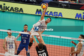 31/08/2023 - serbia's pavle peric in action - SERBIA VS BELGIUM - EUROVOLLEY MEN - VOLLEY