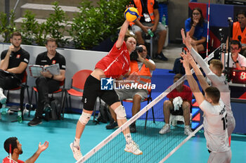 03/09/2023 - Switzerland's Ulrich Luca #5 attack - ESTONIA VS SWITZERLAND - EUROVOLLEY MEN - VOLLEY