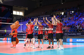 03/09/2023 - Switzerland's players take to the volleyball court - ESTONIA VS SWITZERLAND - EUROVOLLEY MEN - VOLLEY