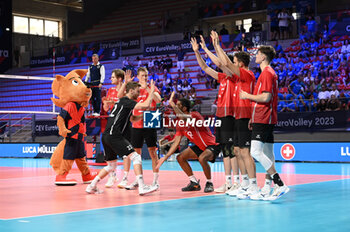 03/09/2023 - Switzerland's players take to the volleyball court - ESTONIA VS SWITZERLAND - EUROVOLLEY MEN - VOLLEY