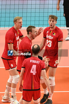 03/09/2023 - Belgium's tem cheers after scoring a point - BELGIUM VS GERMANY - EUROVOLLEY MEN - VOLLEY