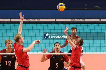 03/09/2023 - Belgium's D'Hulst Stijn #4 and Belgium's Van De Velde Arno #9 in action - BELGIUM VS GERMANY - EUROVOLLEY MEN - VOLLEY