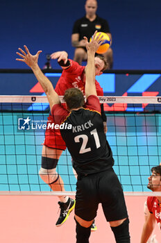 03/09/2023 - Germany's Krick Tobias #21 block - BELGIUM VS GERMANY - EUROVOLLEY MEN - VOLLEY