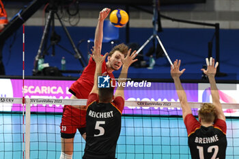 03/09/2023 - Belgium's Reggers Ferre #23 attack - BELGIUM VS GERMANY - EUROVOLLEY MEN - VOLLEY