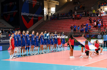04/09/2023 - Serbia's team national anthem - SERBIA VS ESTONIA - EUROVOLLEY MEN - VOLLEY