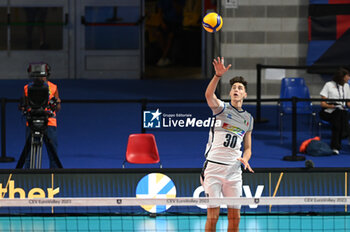 04/09/2023 - Italy's Mosca Leandro #30 serve - ITALY VS SWITZERLAND - EUROVOLLEY MEN - VOLLEY