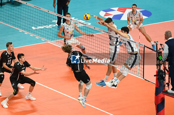 04/09/2023 - Switzerland's Ulrich Luca #5 attack - ITALY VS SWITZERLAND - EUROVOLLEY MEN - VOLLEY