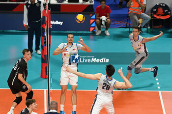 04/09/2023 - Italy's Sanguinetti Giovanni #28 attack - ITALY VS SWITZERLAND - EUROVOLLEY MEN - VOLLEY