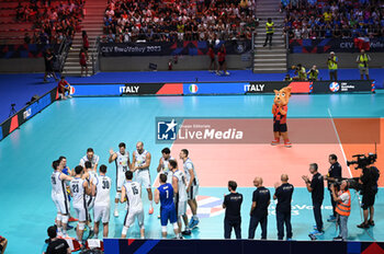 04/09/2023 - Italy's players take to the volleyball court - ITALY VS SWITZERLAND - EUROVOLLEY MEN - VOLLEY