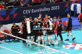 2023-09-05 - Belgium's team time out - BELGIUM VS ESTONIA - CEV EUROVOLLEY MEN - VOLLEYBALL