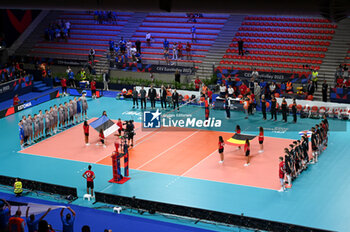 05/09/2023 - Belgium's team and Estonia's team sing the national anthem - BELGIUM VS ESTONIA - EUROVOLLEY MEN - VOLLEY