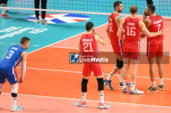 2023-09-05 - Serbia's team rejoices after a point - GERMANY VS SERBIA - CEV EUROVOLLEY MEN - VOLLEYBALL